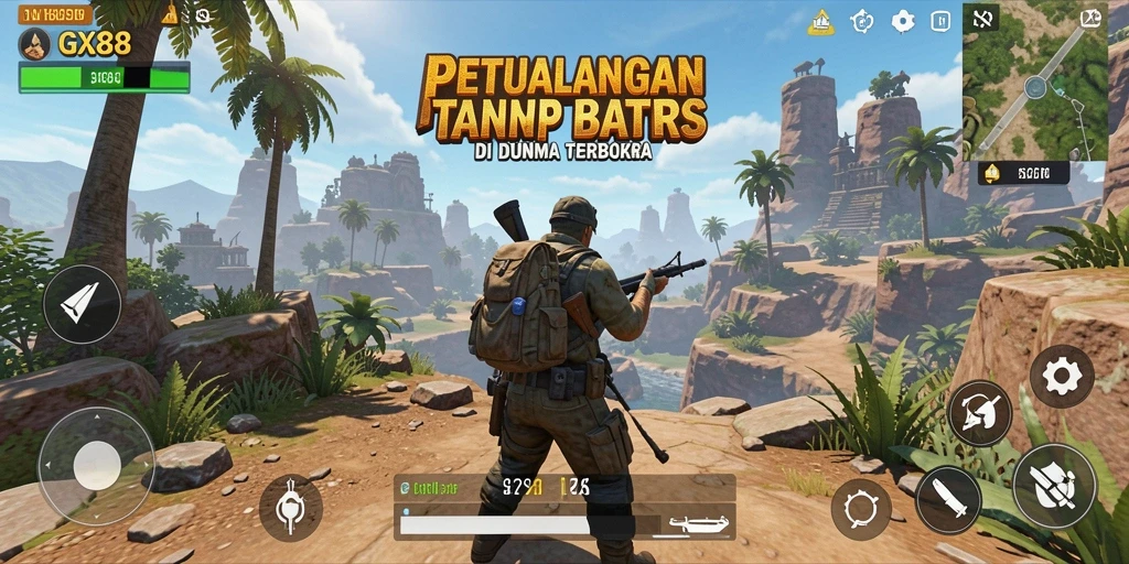 Tampilan gameplay GX88 yang mengagumkan di dunia terbuka.