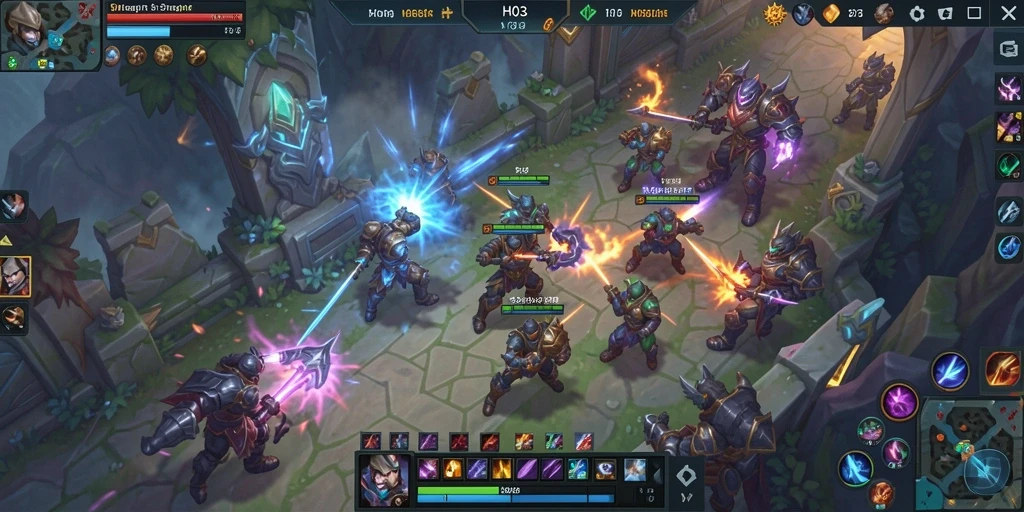 Screenshot H03 menunjukkan pertempuran hero yang seru dalam mode MOBA.
