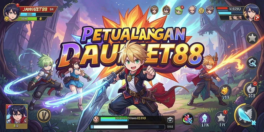 Screenshot utama <strong>JAWABET88</strong> menampilkan aksi seru karakter-karakter anime.