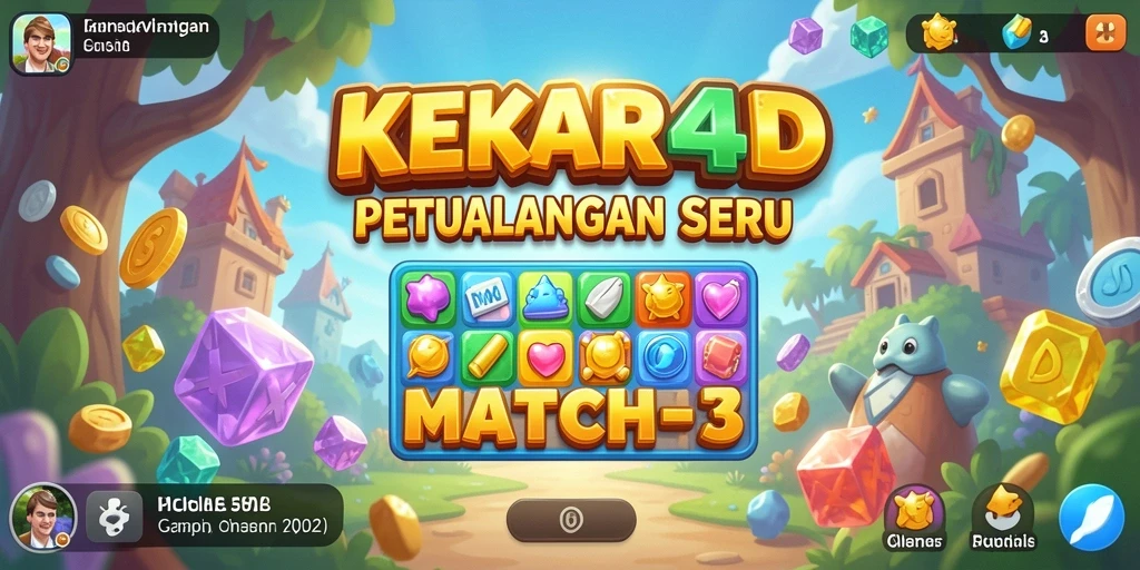Screenshot utama KEKAR4D menampilkan gameplay seru dari permainan Match-3.